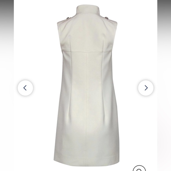 Etcetera - Cream Mock Neck Shift Dress W/ Oversized Silver Buttons Size 2 - Picture 3 of 7